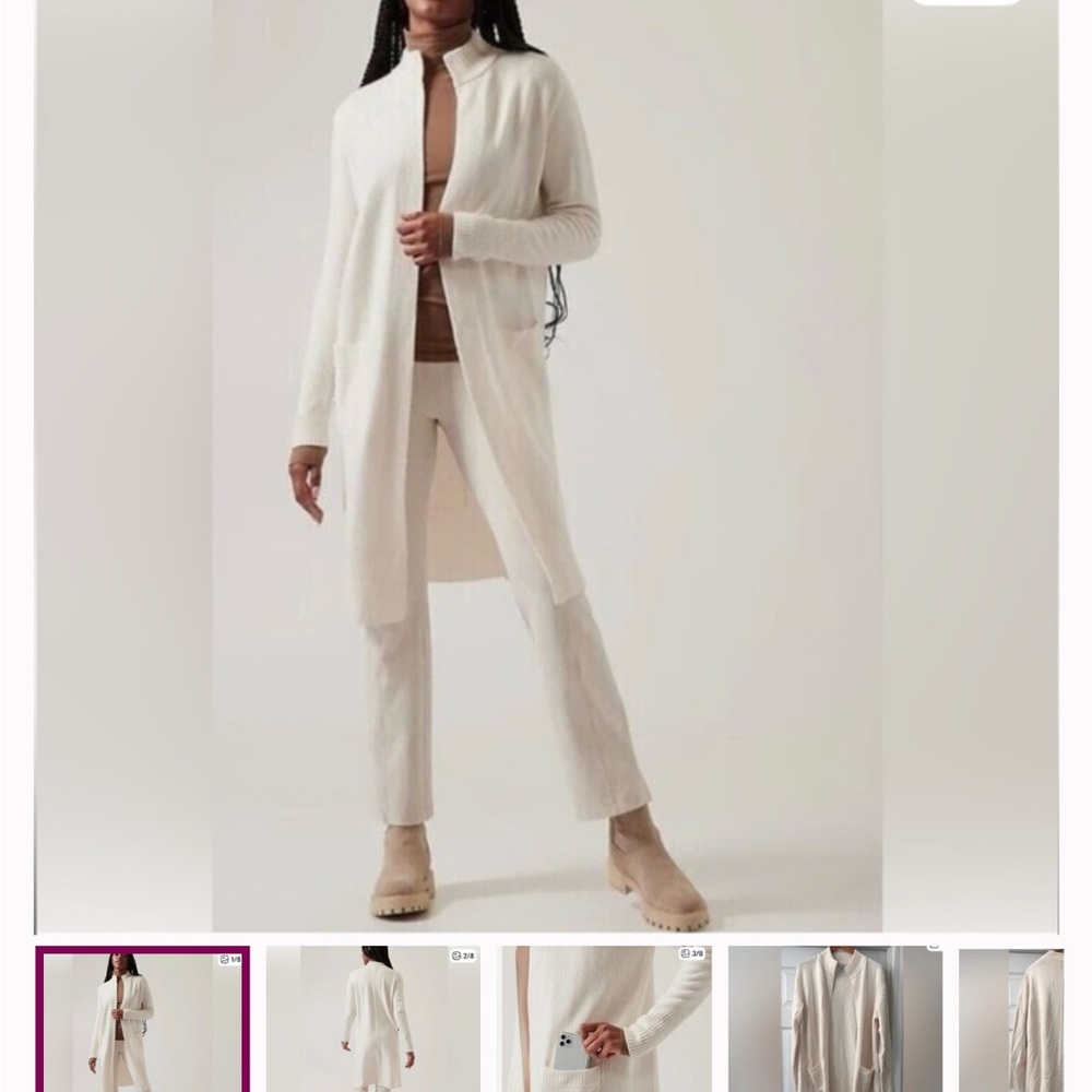 Athleta Ivory Open-Front Cardigan